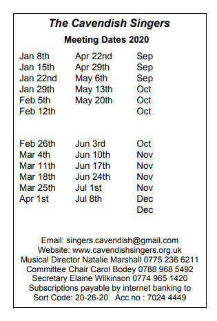 Rehearsal Dates 2020